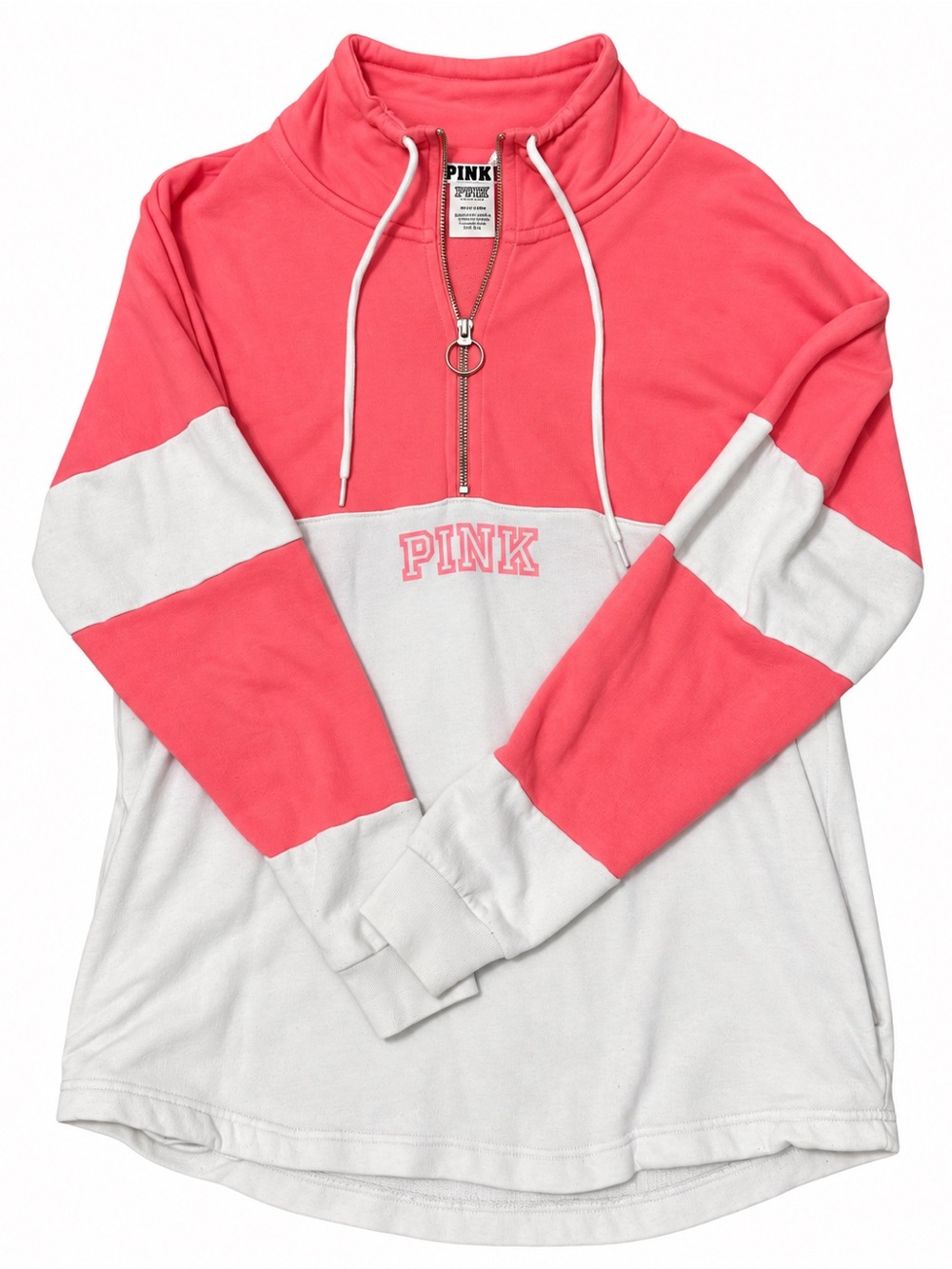 Victoria’s Secret PINK Coral Colorblock Quarter Zip Pullover